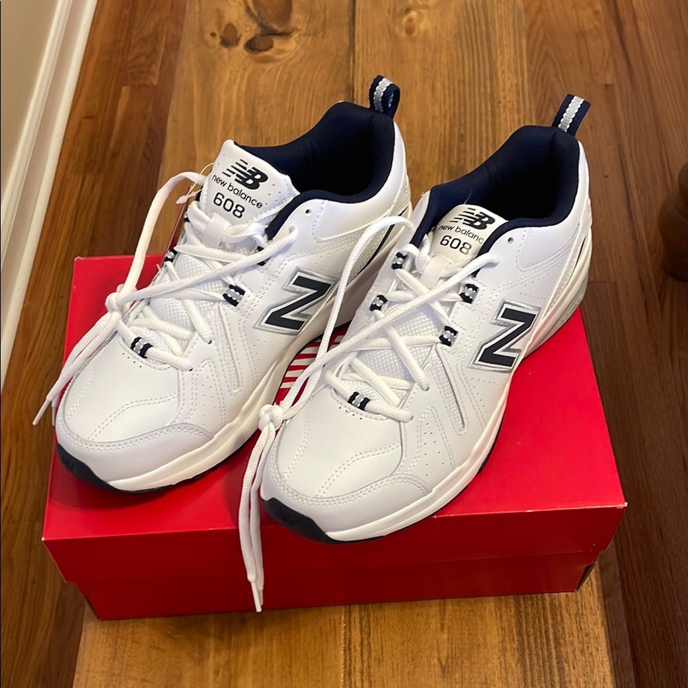New Balance White and Blue Athletic Shoes Supportive Design
